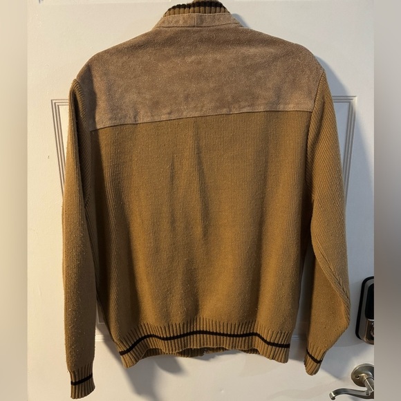 80’s Leather Knit Bomber Jacket Stranger Things Made in Korea Preppy Streetwear - Picture 7 of 11